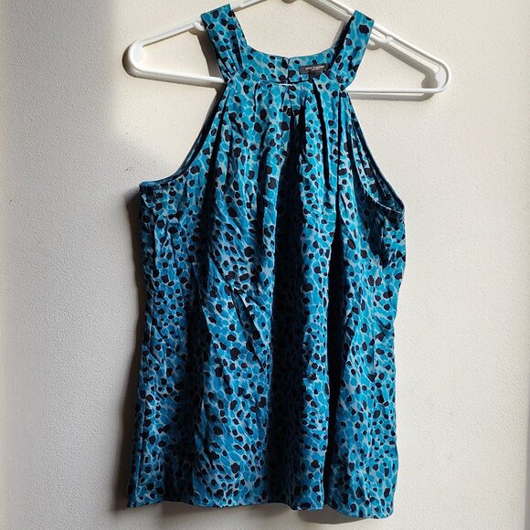 NWOT Ann Taylor Blue/Black Abstract Animal Print Halter Top Size 0 - Picture 7 of 15